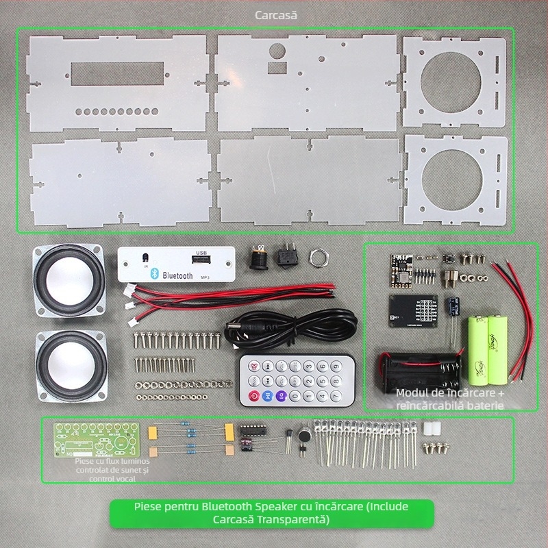 Kit DIY pentru difuzor Bluetooth încărcabil — Brand SSY, instruire de asamblare, sudură electronică și control vocal al spectrului