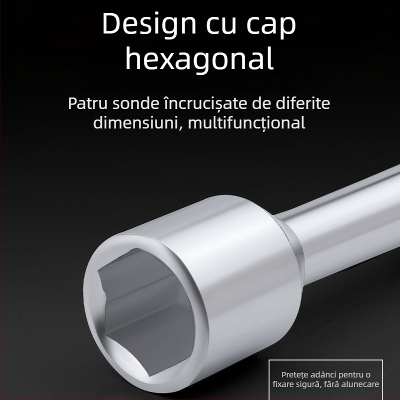 Cheie în cruce pentru demontarea și montarea anvelopelor, material CR-V, cromată, marcă Exploit/Explore