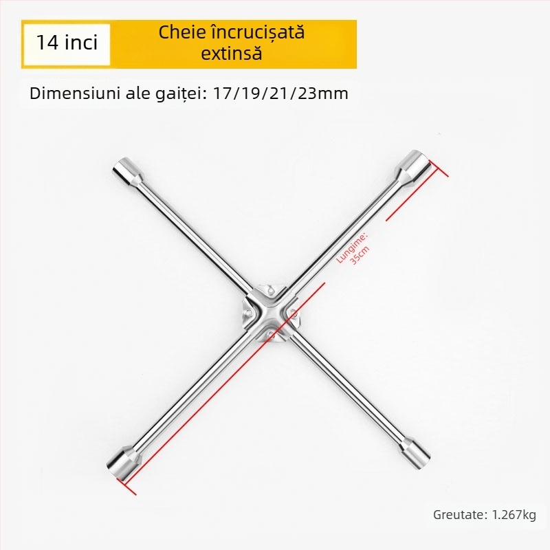 Cheie în cruce pentru demontarea și montarea anvelopelor, material CR-V, cromată, marcă Exploit/Explore