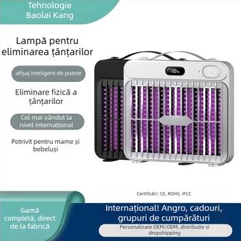 Lampă de omorâre a țânțarilor cu șoc electric, cu lumină UV, reîncărcabilă USB, potrivită pentru spații de până la 10 m²