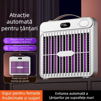 Lampă de omorâre a țânțarilor cu șoc electric, cu lumină UV, reîncărcabilă USB, potrivită pentru spații de până la 10 m²