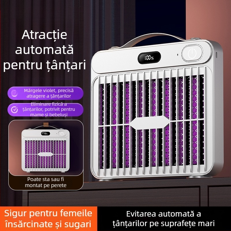 Lampă de omorâre a țânțarilor cu șoc electric, cu lumină UV, reîncărcabilă USB, potrivită pentru spații de până la 10 m²
