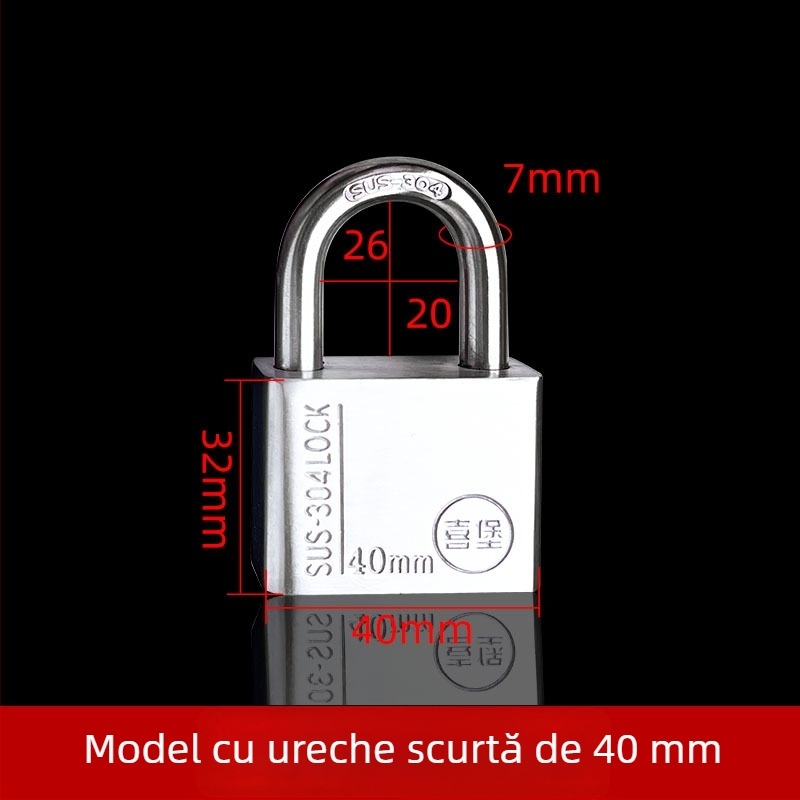Lacăt din oțel inoxidabil 304 pentru exterior, lacăt robust pentru dulapuri electrice și cutii de contoare