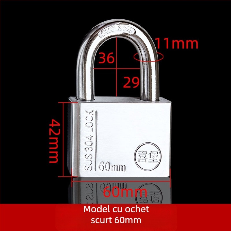Lacăt din oțel inoxidabil 304 pentru exterior, lacăt robust pentru dulapuri electrice și cutii de contoare