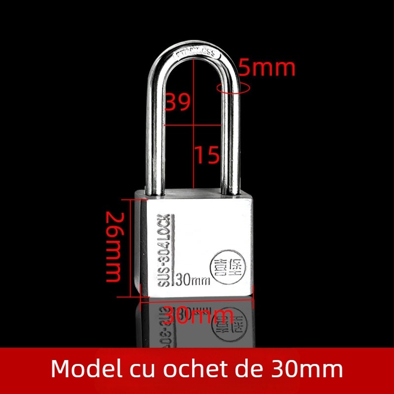 Lacăt din oțel inoxidabil 304 pentru exterior, lacăt robust pentru dulapuri electrice și cutii de contoare