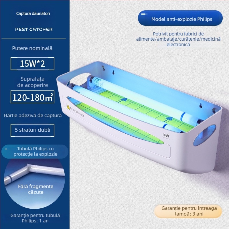 GM510 Lampă lipicioasă pentru capturarea insectelor – 30W, 220V, tubă T8 15W, 1,96 kg