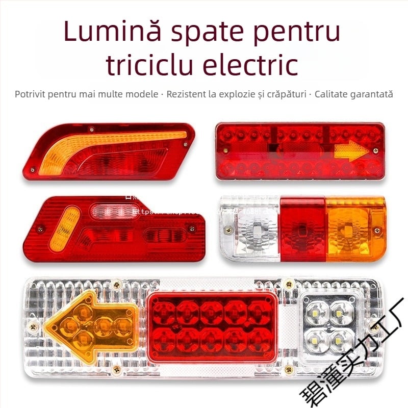 Lampa spate pentru tricicletă electrică cu stop, semnal LED de direcţie şi far de drum, 12–60V