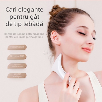 Dispozitiv de frumusețe pentru gât cu curent EMS – ridicare și fermitate, masaj cu vibrații, încălzire la temperatură constantă, model M5 pentru gât și față