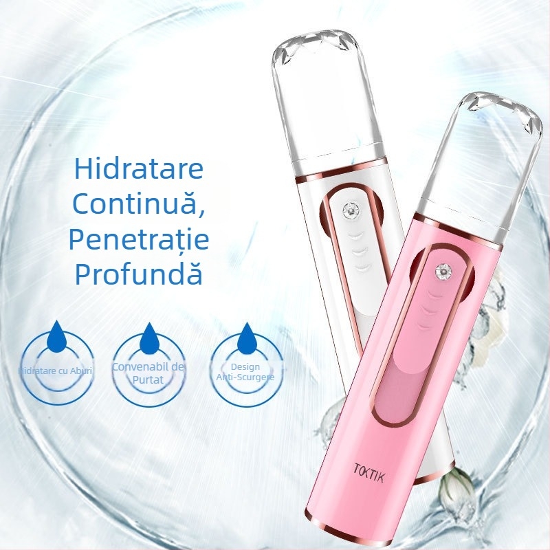 Dispozitiv portabil pentru pulverizarea hidratării feței, nano-hidratare, umidificator USB reîncărcabil, baterie externă compactă