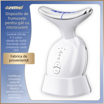 Instrument de frumusețe pentru gât 816 – masaj prin vibrații, frumusețe fotonică și modul pentru ochi; ridicare și fermitate; baterie 3,7 V 500 mAh; timp de încărcare aproximativ 2 ore; greutate 105 g