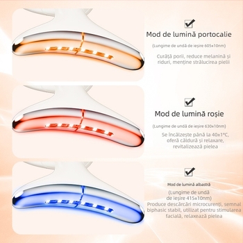 Instrument de frumusețe pentru gât 816 – masaj prin vibrații, frumusețe fotonică și modul pentru ochi; ridicare și fermitate; baterie 3,7 V 500 mAh; timp de încărcare aproximativ 2 ore; greutate 105 g