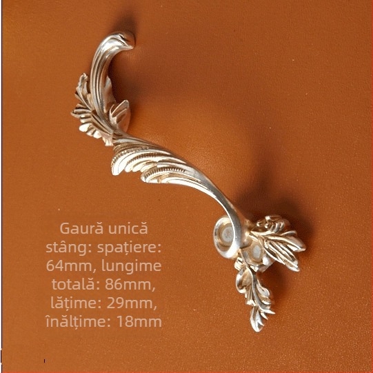 Mâner pentru sertar și ușă de dulap, în formă de fenix, din aliaj de zinc, stil european, model 361, finisaj antic