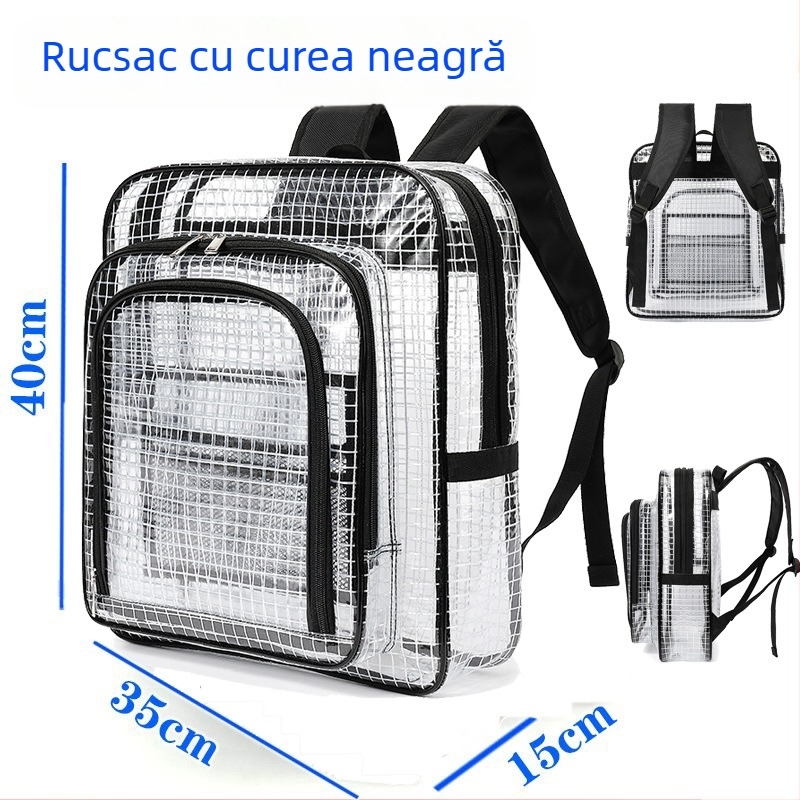 Rucsac PVC antistat cu plasă transparentă pentru călătorii de afaceri (Material: PVC; Model: Transparent; Stil: Călătorie de afaceri; Gen: Unisex; Utilizare: Călătorie de afaceri)