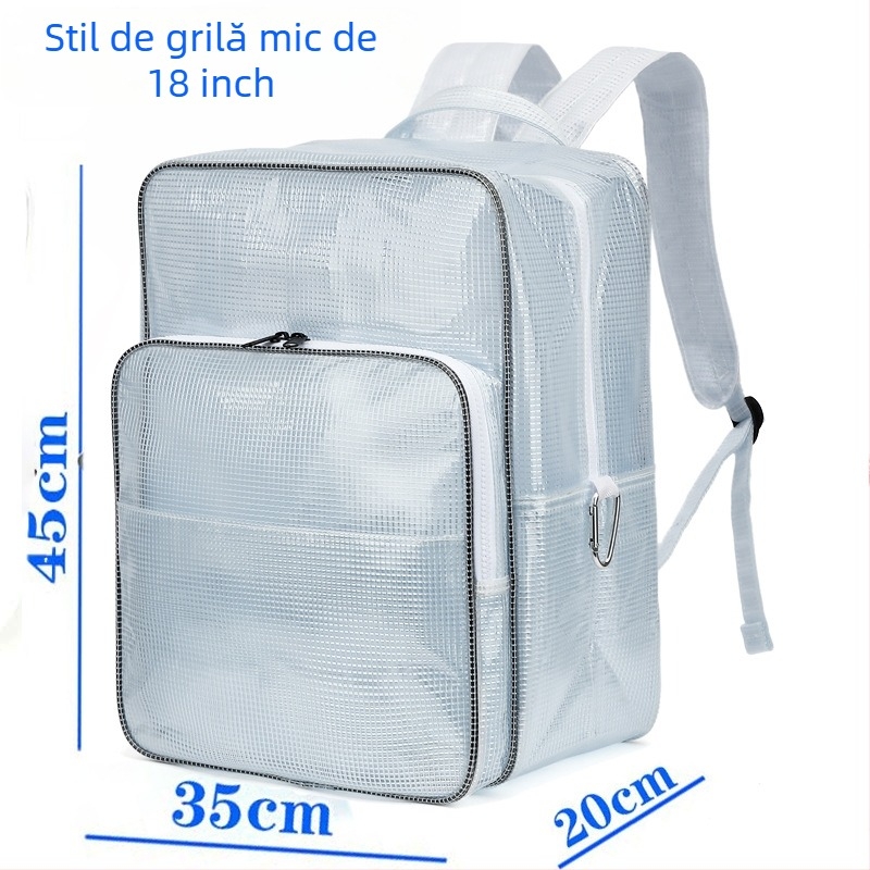 Rucsac PVC antistat cu plasă transparentă pentru călătorii de afaceri (Material: PVC; Model: Transparent; Stil: Călătorie de afaceri; Gen: Unisex; Utilizare: Călătorie de afaceri)