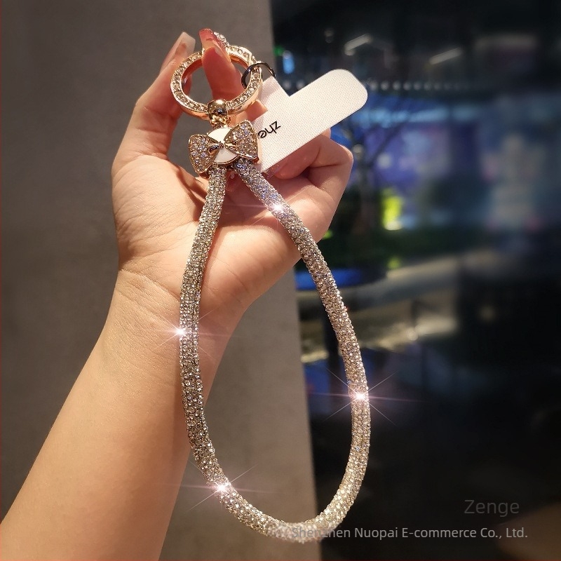 Lanard pentru telefon cu funda diamantată și pandant geometric, lucrat manual, multifuncțional, Jane grids