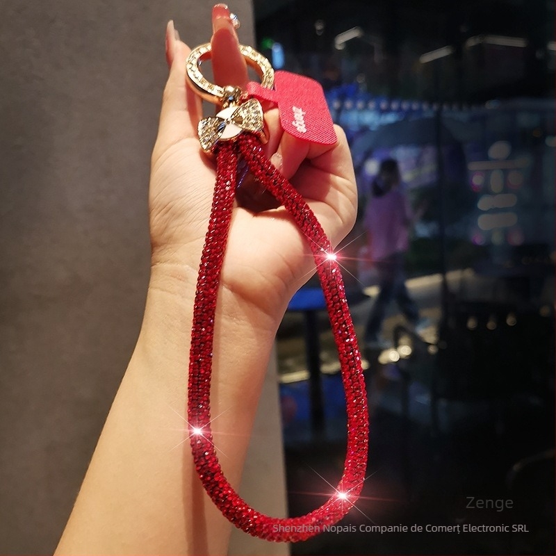 Lanard pentru telefon cu funda diamantată și pandant geometric, lucrat manual, multifuncțional, Jane grids