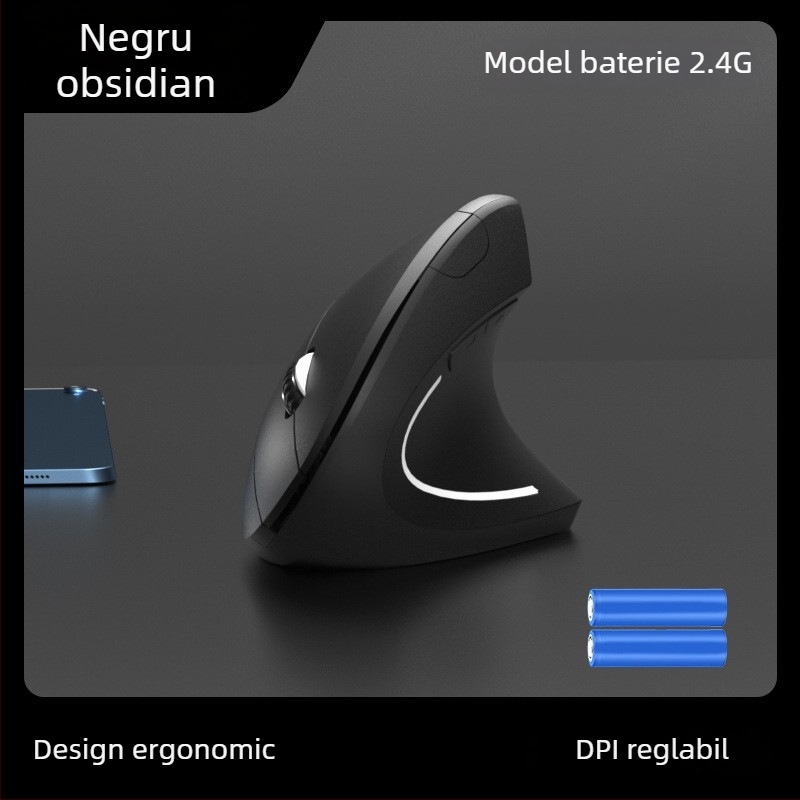 Mouse vertical ergonomic fără fir, 4 butoane, senzor optic 1600 DPI, conectivitate 2.4G, model G7043, plug-and-play