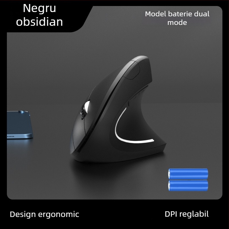 Mouse vertical ergonomic fără fir, 4 butoane, senzor optic 1600 DPI, conectivitate 2.4G, model G7043, plug-and-play