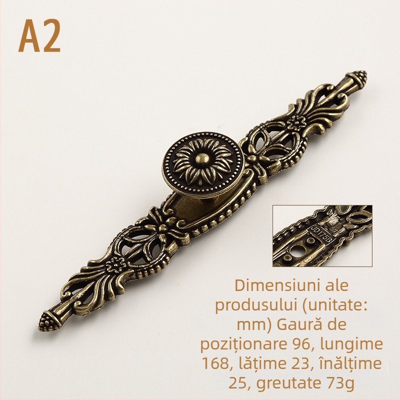 Mâner pentru sertar și ușă de dulap, stil european și american, retro cu o singură gaură, model HK175 Qinggu, aliaj zinc