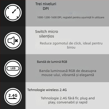 M618C mouse vertical cu prindere laterală, 6 butoane, Bluetooth, optic