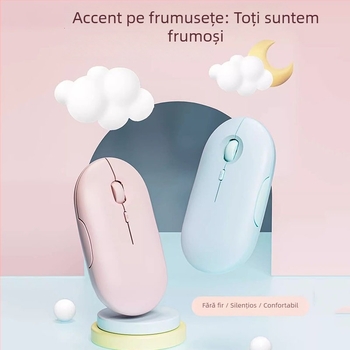 Mouse Bluetooth fără fir cu încărcare USB-C, Bluetooth 5.2 și mod dual 2.4G/Bluetooth, senzor optic 1600 DPI, 4 butoane