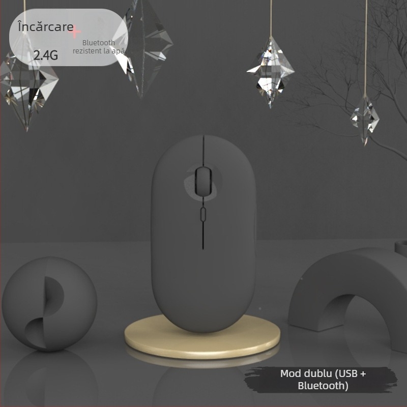 Mouse Bluetooth fără fir cu încărcare USB-C, Bluetooth 5.2 și mod dual 2.4G/Bluetooth, senzor optic 1600 DPI, 4 butoane