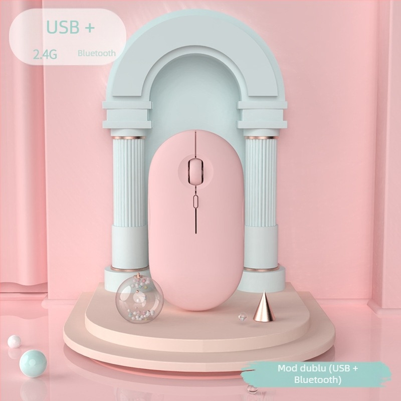 Mouse Bluetooth fără fir cu încărcare USB-C, Bluetooth 5.2 și mod dual 2.4G/Bluetooth, senzor optic 1600 DPI, 4 butoane