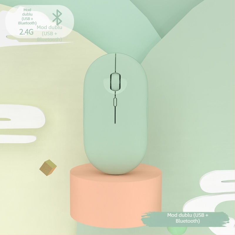 Mouse Bluetooth fără fir cu încărcare USB-C, Bluetooth 5.2 și mod dual 2.4G/Bluetooth, senzor optic 1600 DPI, 4 butoane