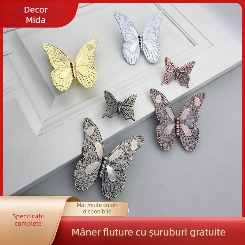 Mâner pentru uși de dulap și sertare, din aliaj de zinc, placare electrolitică, stil european, modelul 881