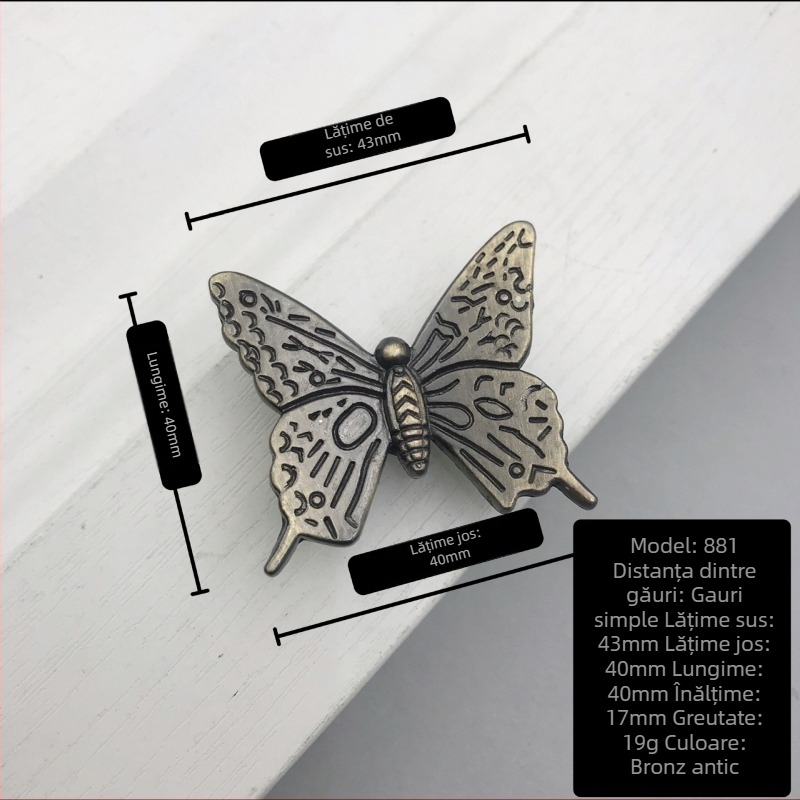 Mâner pentru uși de dulap și sertare, din aliaj de zinc, placare electrolitică, stil european, modelul 881