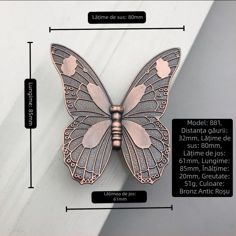 Mâner pentru uși de dulap și sertare, din aliaj de zinc, placare electrolitică, stil european, modelul 881