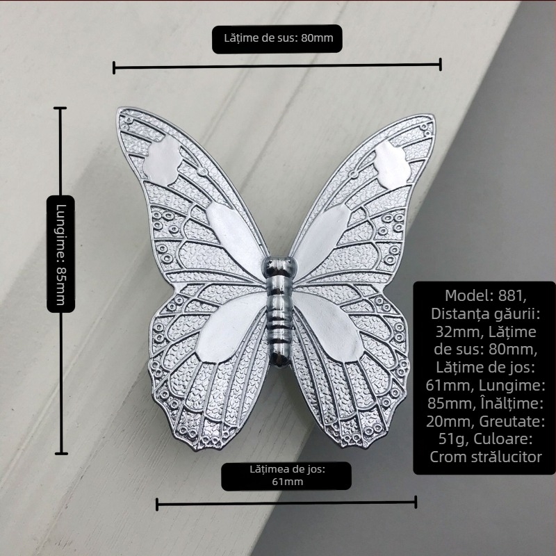 Mâner pentru uși de dulap și sertare, din aliaj de zinc, placare electrolitică, stil european, modelul 881