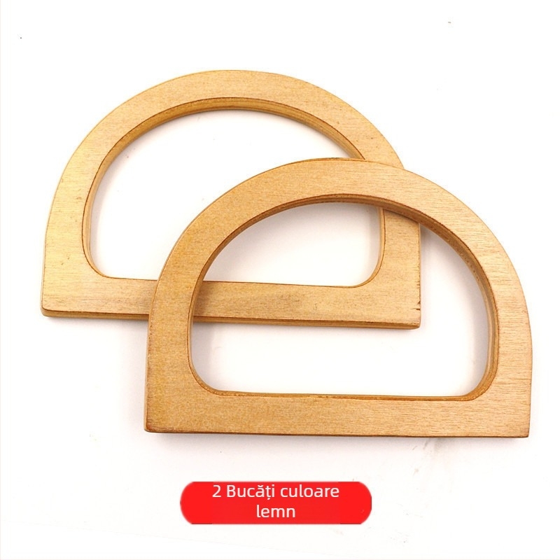 Mâner din lemn pentru geantă – inel circular din lemn, mâner din bambus, stil urban minimalist, primăvara 2024