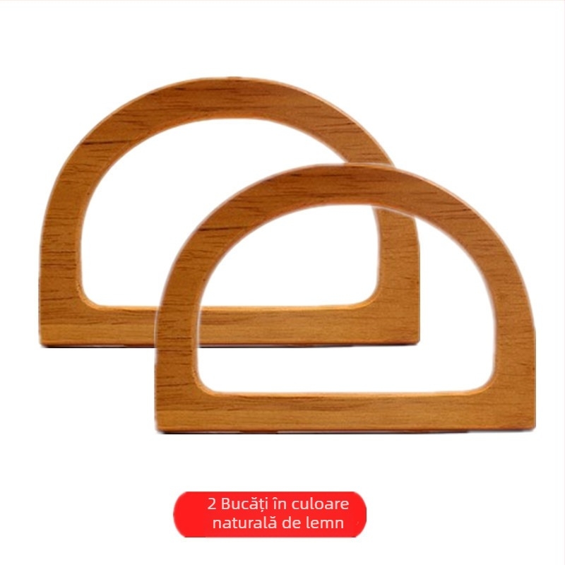 Mâner din lemn pentru geantă – inel circular din lemn, mâner din bambus, stil urban minimalist, primăvara 2024