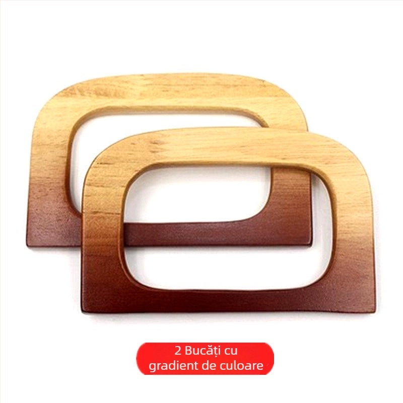 Mâner din lemn pentru geantă – inel circular din lemn, mâner din bambus, stil urban minimalist, primăvara 2024