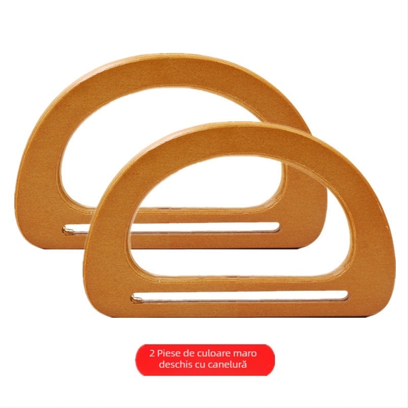 Mâner din lemn pentru geantă – inel circular din lemn, mâner din bambus, stil urban minimalist, primăvara 2024