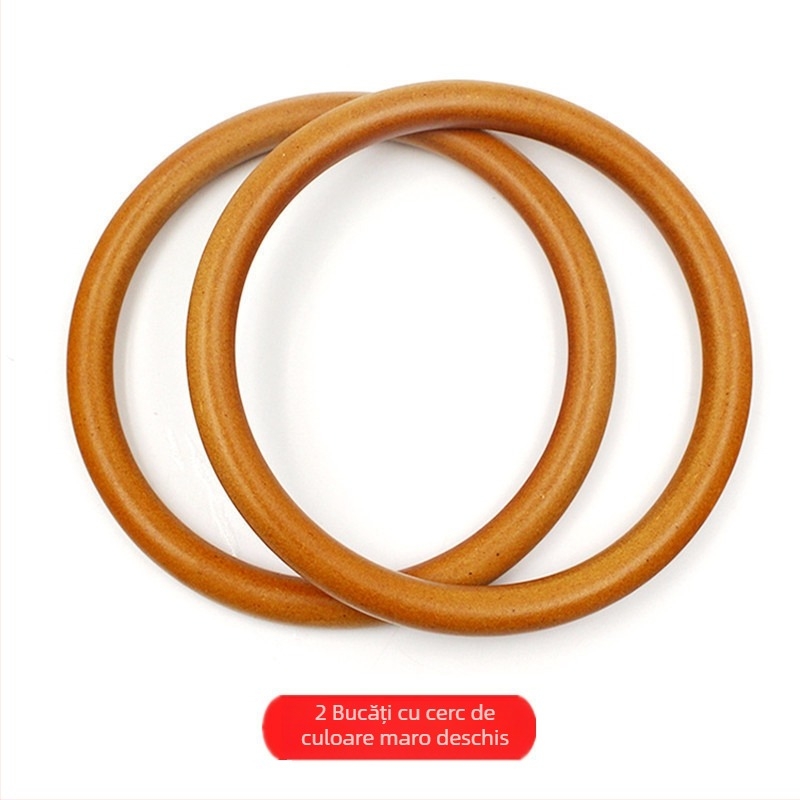 Mâner din lemn pentru geantă – inel circular din lemn, mâner din bambus, stil urban minimalist, primăvara 2024