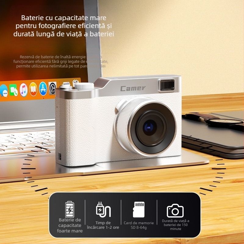 Cameră digitală CCD cu senzor 1/2.3-inch, 24 MP, zoom optic 8x, rezoluție maximă 1280x1024, ecran LCD 2.3-inch HD