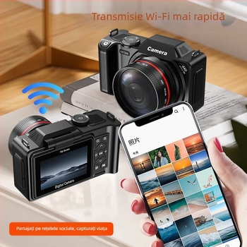 Cameră mirrorless pentru vlog cu filtru de înfrumusețare (senzor CMOS de 64 MP; zoom optic 18x; ecran LCD de 3.0''; video 1080p; interfață USB-C)