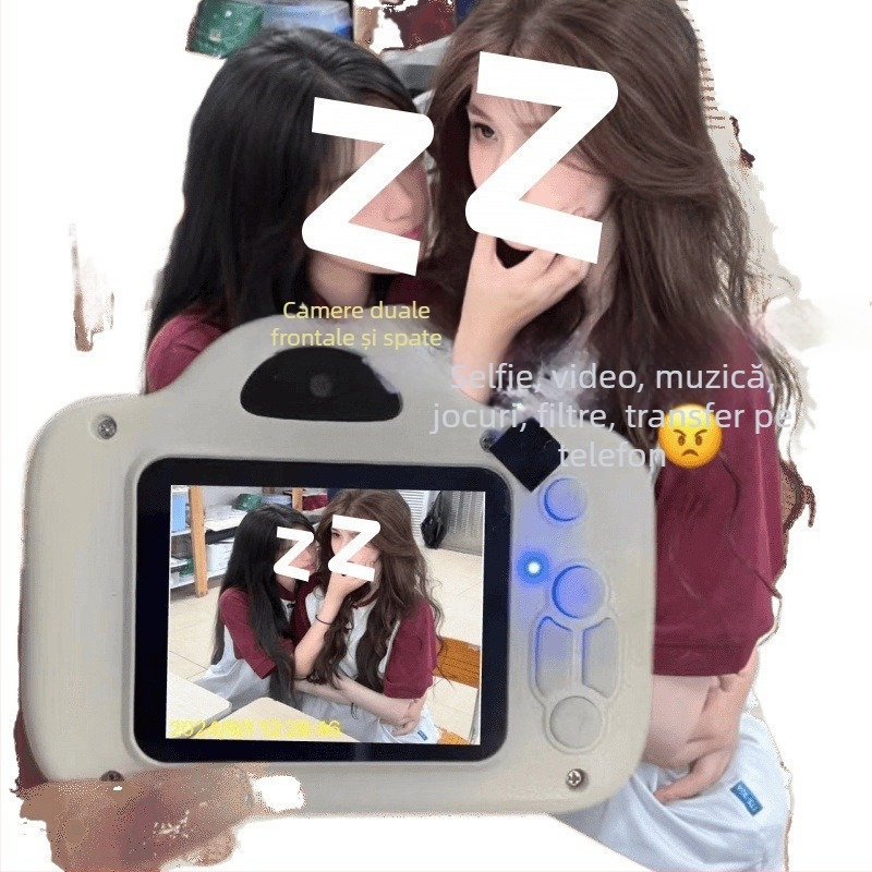 Aparat digital cu două camere pentru studenți, înaltă definiție, corp din plastic, fără zoom optic, fără stabilizare a imaginii