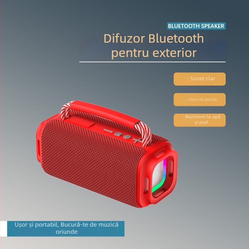 Difuzor Bluetooth portabil pentru exterior, 15W, IPX5, Bluetooth 5.3, 100Hz-20kHz, baterie 1200–2000mAh