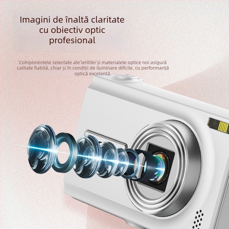 Mini Cameră digitală CCD cu senzor 1/1.8 inch, 24MP+, ecran LCD 2.3 inch, stabilizare optică, funcționare manuală