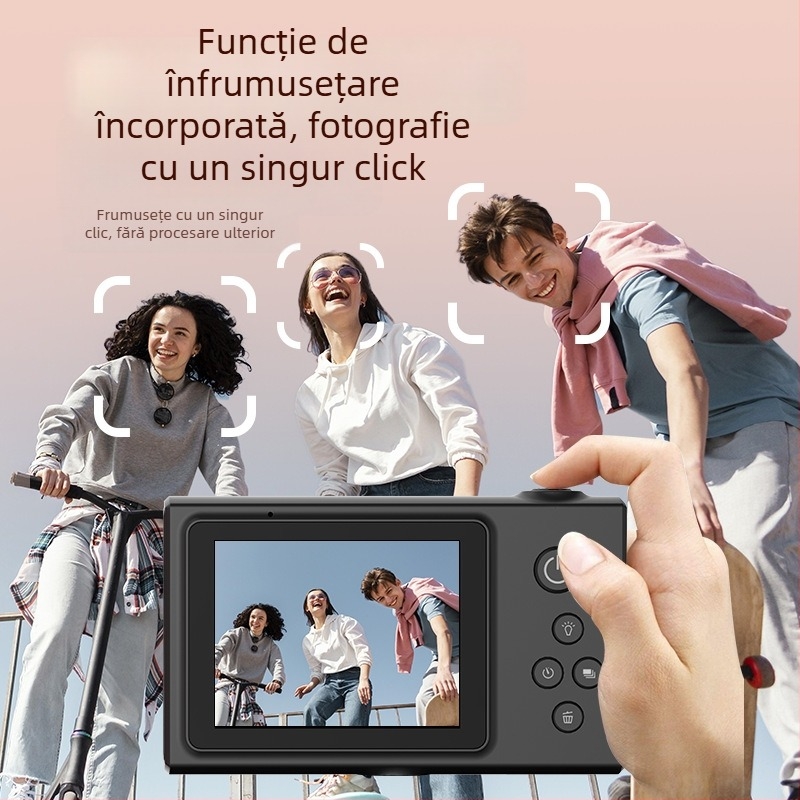 Mini Cameră digitală CCD cu senzor 1/1.8 inch, 24MP+, ecran LCD 2.3 inch, stabilizare optică, funcționare manuală