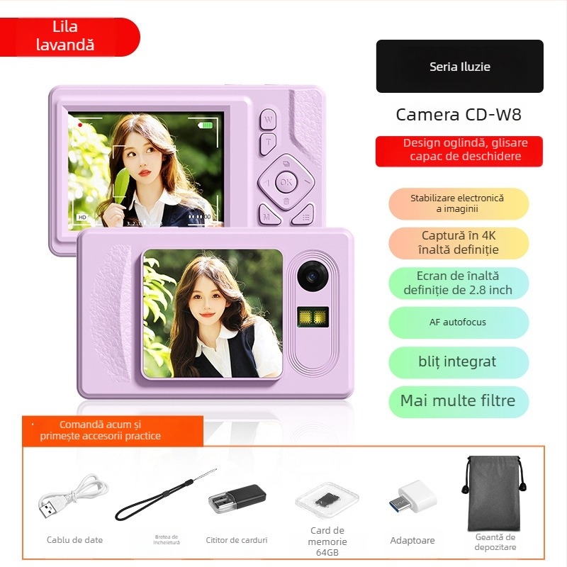 Cameră CCD profesională cu zoom optic 18x, senzor 48 MP, video 1080p, ecran LCD