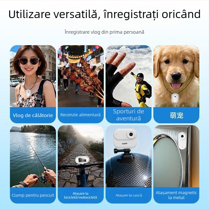 Cameră inteligentă pentru sport cu CCD 1/2.5 inch, 12 MP, zoom optic 3x, zoom digital 5x și ecran LCD de 2.7 inch pentru vlogging