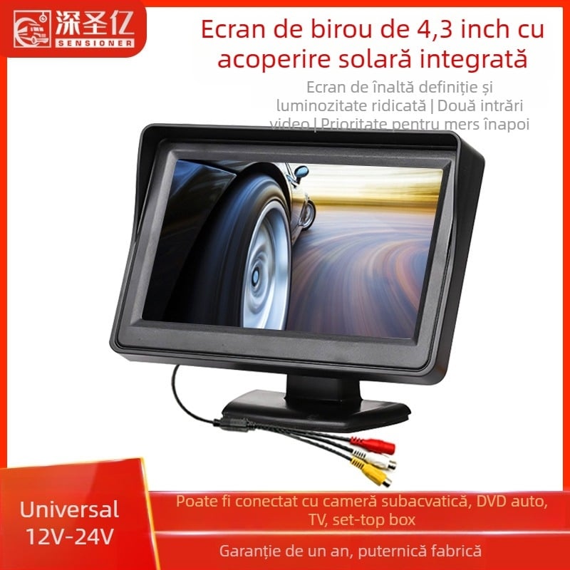 Display LCD pentru mașină, monitor de birou, rezoluție 480x272, intrare AV, model 4.3