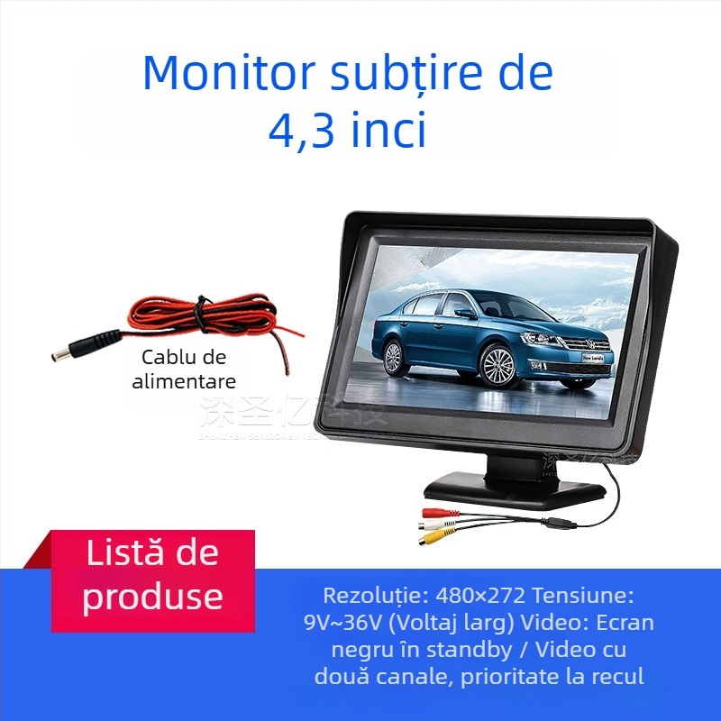 Display LCD pentru mașină, monitor de birou, rezoluție 480x272, intrare AV, model 4.3