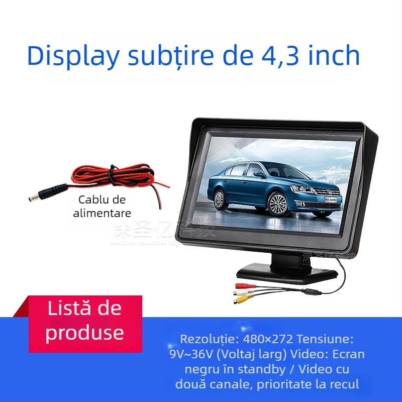 Display LCD pentru mașină, monitor de birou, rezoluție 480x272, intrare AV, model 4.3