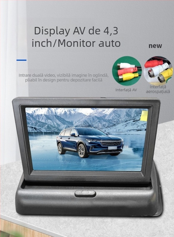 Display LCD pentru mașină, model pliabil de 4,3 inch, ecran LCD, rezoluție 480x272, intrare bidirecțională