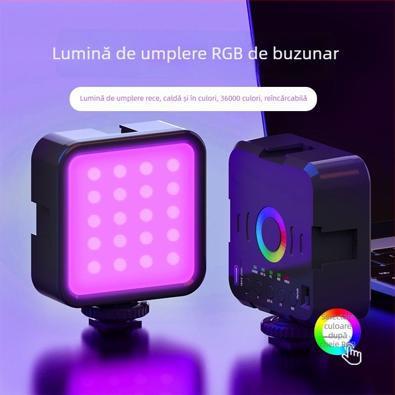 Lumină LED de umplere W70 – Portabilă pentru fotografie și video pe telefon, Reglaj multiplu, Putere sub 10W